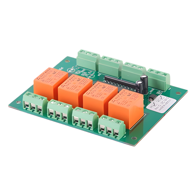 Tarjeta control de esclusas / 2 puertas / 4 relevadores 1A @ 115VAC / 2 triggers 5V / 73x94x20 mm / 12VDC