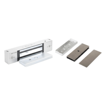 Kit de Control de Acceso / Chapa Magnética 1200 lbs (545 kg) / Montaje en U para Puerta de Cristal / Uso Interior / Certificación UL / Doble Voltaje 12/24 VDC