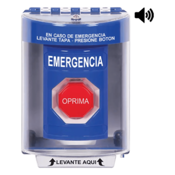 Botón Multipropósito de Emergencia / Superficie con Espaciador / 2 Relés C/NO-NC 10 A @ 250 VCA / Tapa de Policarbonato / Bocina Prealarma / ADA / -40 °C a 121 °C