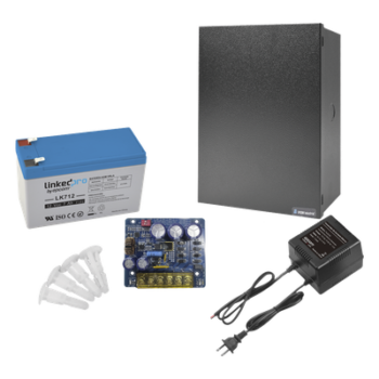 Kit con fuente PLB3 con salida de 12 Vcc a 4 Amper, incluye transformador y batería de 12 V a 7 Amper