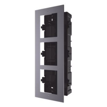 Marco de Instalación Empotrado / 3 Espacios para Módulos de Videoportero / Tapa de Aluminio / Rango Térmico -40°C a +60°C / IP Resistente a Humedad 10%-95%