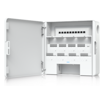 Concentrador de Acceso Empresarial / Control de 8 Puertas / 8 Puertos PoE / Respaldo de Batería 32-48 VCC / Carcasa de Acero y Policarbonato