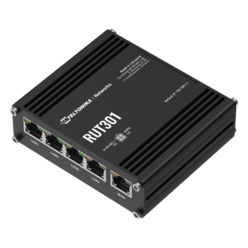 Router Industrial / 5 Puertos Ethernet 10/100 Mbps / VPN y Firewall Integrados / 2 I/O Digitales / RutOS / RMS / -40°C a 75°C
