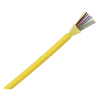 Cable de Fibra Óptica / 12 Hilos Monomodo OS2 9/125 / Interior Tight Buffer 900µm / LSZH Dieléctrico / 2 pies Marcas