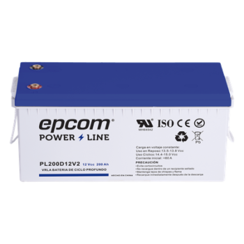 Batería de respaldo 12 V 200 Ah AGM | Certificada UL94-HB Retardo a la flama básica | Ciclo profundo | Para uso en aplicaciones fotovoltaicas y de emergencia | Terminales T5