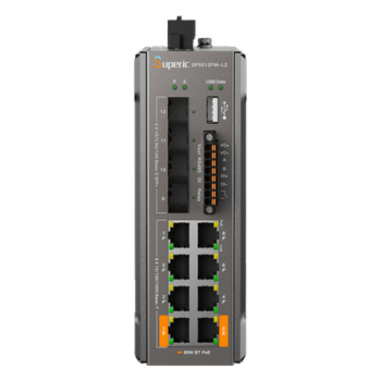Switch PoE Industrial Gestionado L2+ / 8 Puertos Gigabit PoE / 4 Puertos SFP 10G / 96 Gbps / PoE 240W / Sin Ventilador / -40 a 75°C / Alimentación Dual DC