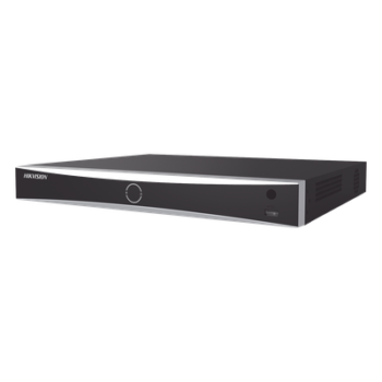 NVR 12 Megapixel (4K) / 16 Canales IP / 16 Puertos PoE+ / Reconocimiento Facial / AcuSense (Evita Falsas Alarmas) / 2 Bahías de Disco Duro / Switch PoE 300 mts / HDMI en 4K / Alarmas I/O / 300 Metros PoE Modo Extendido