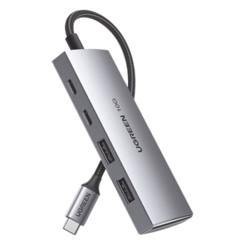 HUB USB-C 3.2 Gen 2 / 4 Puertos / 10 Gbps / Aluminio / Nylon Trenzado / Multiplataforma