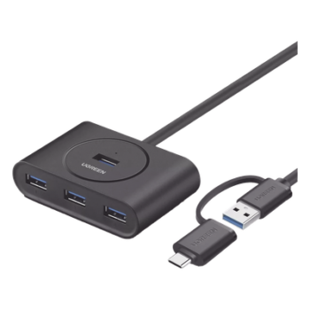 HUB USB 3.0 / 4 Puertos USB-A / 5Gbps / Cable 25cm (0.82ft) / USB-C y USB-A / Micro USB Power