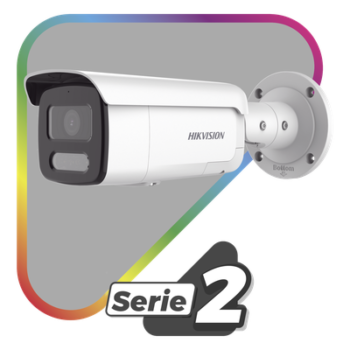 [Dual Light + ColorVu] Bala IP 4 Megapixel / Lente 4 mm / 60 mts IR + 60 mts Luz Blanca / Exterior IP67 / Luz Intermitente y Alerta de Audio / Videoanaliticos (Filtro de Falsas Alarmas) / PoE / WDR 130 dB / Captura Facial  /  ACUSEARCH