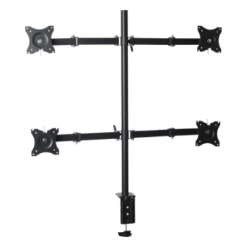 Soporte de Escritorio Articulado / 4 Monitores 13 a 27" / Carga 15 kg (33 lbs) por Pantalla / VESA 75x75 y 100x100 / Acero / Giro ±30°