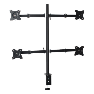 Soporte de Escritorio Articulado / 4 Monitores 13 a 27" / Carga 15 kg (33 lbs) por Pantalla / VESA 75x75 y 100x100 / Acero / Giro ±30°