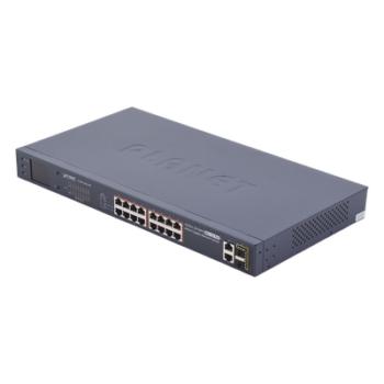 Switch PoE+ / 16 Puertos 10/100 Mbps / 2 Gigabit Combo TP/SFP / 300W / LCD y VLAN Extended / ±4kV
