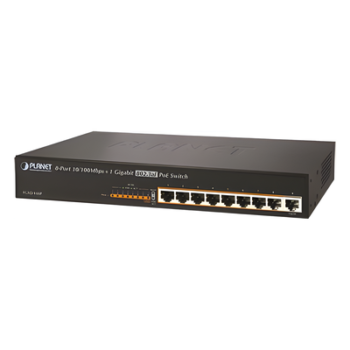 Switch no adminsitrable PoE de 8 Puertos PoE 100BaseTX + 1 Puerto 100/1000Base-T con 150W de Potencia Total