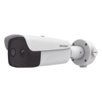Bala IP Dual / Térmica 35 mm (384 X 288 ) / Óptico 15 mm (4 Megapixel) / 100 mts IR / IP66 / PoE / Termométrica / Detección de Temperatura / MicroSD