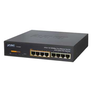 Switch no administrable PoE de 8 puertos 10/100 Mbps con 4 puertos PoE 802.3af