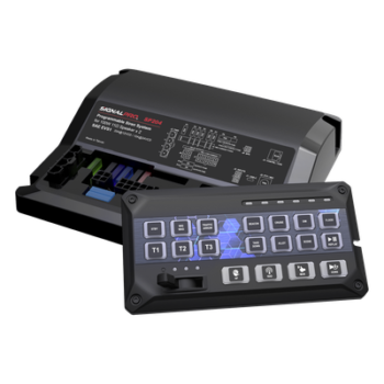 Sirena Vehicular / Amplificador Clase D 200W / Controlador Deslizante 19 Botones / 12 Salidas Auxiliares / Grabación 20 Segundos