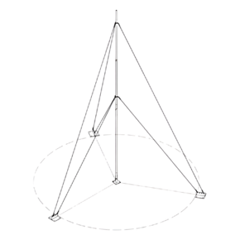 Mástil Telescópico / 12 m (39.4 ft) / 4 Secciones / Base Galvanizada / Retenida 12 Cuellos / Capacidad 5 kg