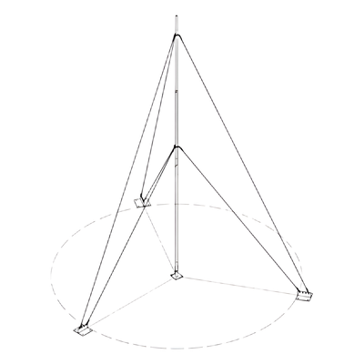 Mástil Telescópico / 15 m (49.2 ft) / 5 Secciones / Base Galvanizada / Capacidad 5 kg / Kit de Instalación