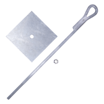 Ancla para Retenida / Varilla 5/8' / Longitud 65 cm / Galvanizado en Caliente / Ojo de Llave / Torre hasta 30 m (98.4 ft)