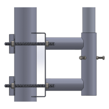 Adaptador de Mástil a Poste / Acero ASTM A36 / Galvanizado por Inmersión en Caliente / Diámetro de Mástil 5.08 cm (2') / Postes hasta 7.62 cm (3') de Diámetro