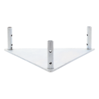 Base Triangular para Torre / Placa Acero 1/4' / Niple 3/4' Galvanizado / Peso 6 kg / Compatible STZ45