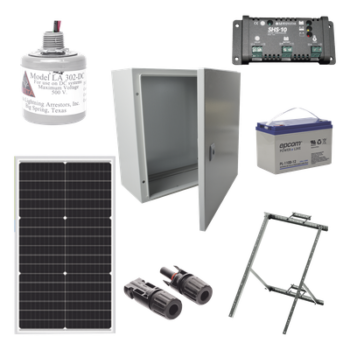 Kit Solar de 12 Vcc para alimentar energizador de cerca electrificada. Instalación de panel en poste.