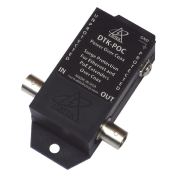 Protector Coaxial PoE / BNC Hembra / 75 Ohms / Ethernet 10/100 / 2.2 x 3.2 x 1.0 pulgadas / Contactos Secos