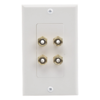 Placa de Pared para Altavoces / 2 Canales / Postes Tipo Banana / Conectores Chapados en Oro / Estilo Decora 1 Unidad / 75 x 115 mm