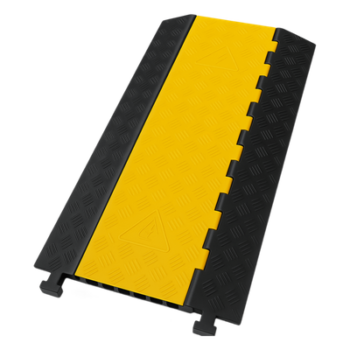 Protector de Cable / 3 Canales 56x55 mm / Carga 6.1 Toneladas / 90 cm (2.95 ft) Largo / Hule y Plástico / Amarillo-Negro