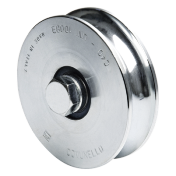 Rueda para Puerta Corrediza / 10 cm (3.9 in) / Sin Soporte / Carga 425 kg / Doble Cojinete / Acero Galvanizado