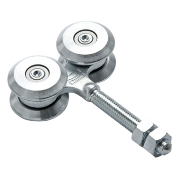 Carretilla para Puertas Colgantes / 4 Ruedas con Cojinete / Acero Galvanizado / Carga 400 kgf / Peso 1.23 kg