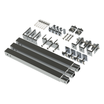 Caja de accesorios de aluminio anodizado / Montaje techo / Arreglo 1x4 / Inclinación 20-45° / Resistencia viento 136 km/h / 21.3 kg