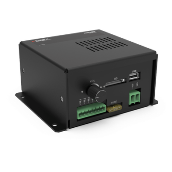 Amplificador de Voz Programable / 5 Mensajes Personalizables / Entrada XLR y Jack 6.3 mm / Salida Balanceada / Ganancia Ajustable / Indicadores LED