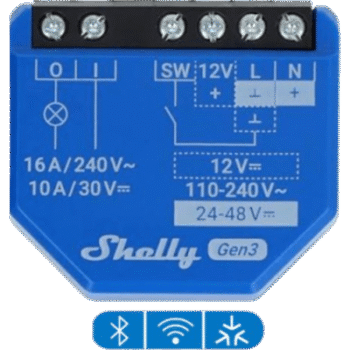 Relé Inteligente Wi-Fi / 16A / Contacto Seco / 110-230V AC / 12-48V DC / Control por Voz / 41x36x16 mm