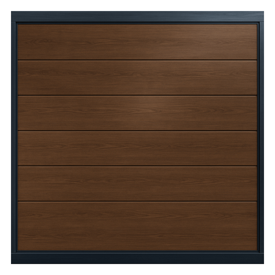 Puerta de Garaje Seccional / 12 x 8 pies (3.66 x 2.44 m) / Línea Central / Imitación Madera Oscura / Aislada / Estilo Americano / Calibre 26
