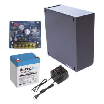 Kit con fuente PLB2 con salida de 12 Vcc a 1.5 Amper, incluye transformador y batería de 12 V a 5.5 Amper