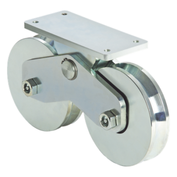 Rueda Doble para Puerta Corrediza / 12 cm Diámetro / 1200 kg Carga / Canal V / 10.04 kg Peso / 0.39 pies Diámetro