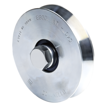 Rueda para Puerta Corrediza / Acero Galvanizado / 14 cm / Carga 270 kg / Canal Tipo V / Sin Soporte