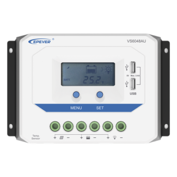 Controlador Solar PWM / 60A / 12/24V/36/48V / Doble USB / Pantalla LCD / Tierra Positivo Común