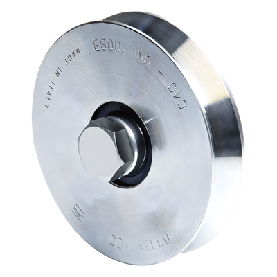 Rueda para Puerta Corrediza / 12 cm de Diámetro / Carga 240 kg / Acero Galvanizado / Sin Soporte / Guía Tipo V