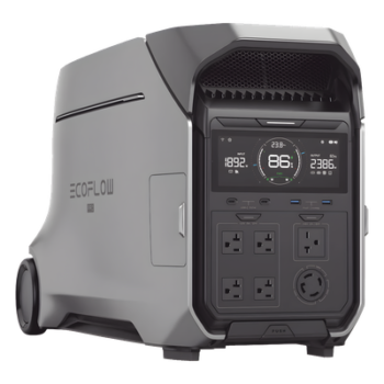 Estación de Energía Portátil DELTA PRO3 / 4096Wh Litio LFP / 5 AC 4000W (8000W Pico) / 2 USB-C 100W / Capacidad para Aumentar Respaldo / Cargador de Coche 10A a 12.6V / Conectividad WiFi y Bluetooth (App) / Carga Solar 2600W Max. (2 P