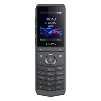 Teléfono IP Wi-Fi Portátil / Pantalla Color 2.4" 240x320 / Wi-Fi 6 Dual-Banda / Bluetooth 5.0 / Batería 3000mAh 13h Talk / Video H.264 4CIF / Resistencia Caídas 1.8 m (5.9 ft) / Conferencia 6 Vías / USB Type-C
