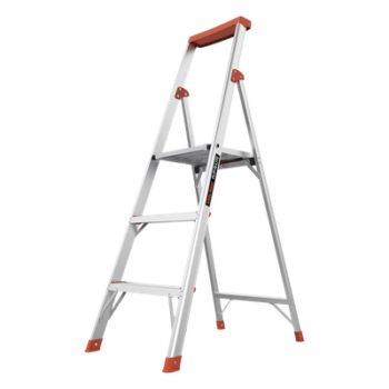 Escalera de Aluminio / 3 Peldaños / Altura 1.5 m (4.9 ft) / Plataforma con Bandeja para Herramientas / Patas Antideslizantes