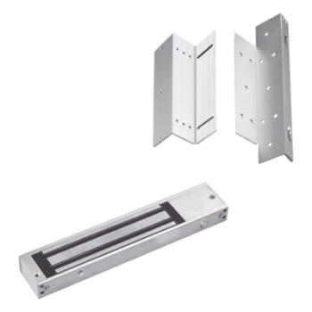 Kit de Control de Acceso / Chapa Magnética 280 kg (600 lbs) / Brackets Ajustables L y Z / LED Indicador de Estado / Aluminio Reforzado