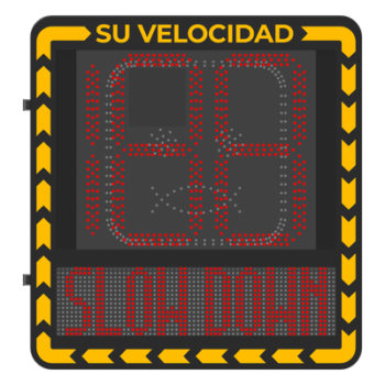 Radar Medidor de Velocidad / Detección 100 m (328.1 ft) / 32 Objetivos / 3 Carriles / Pantalla LED 3000 cd/m² / IP66 / Ethernet