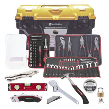 Juego de Herramientas Multitareas / Caja 44x26x23 cm / 24 Llaves Combinadas / Martillo 16 oz / 65 Puntas Intercambiables