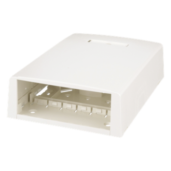 Caja de Montaje en Superficie / 12 Puertos Mini-Com / Almacenamiento 24 m (78.7 ft) de Fibra / ABS RoHS / 120 x 46.1 x 170.1 mm