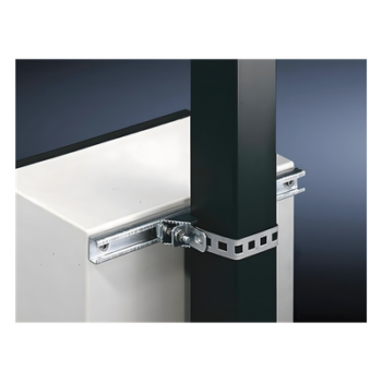 Herrajes Metálicos para Fijación / Gabinetes hasta 80 cm / Postes Cuadrados o Circulares / Acero Galvanizado / Correa 880 mm / 2 Piezas