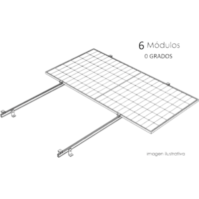 Sistema Montaje Solar / Losa Inclinada / 6 Módulos 645 W / Superficie 20 m² (215.3 ft²) / 170 km/h